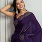 Jyoti Fashion Women's Purple Fandy Satin Handwork Designer Saree with Blouse | Swadesiicart