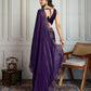 Jyoti Fashion Women's Purple Fandy Satin Handwork Designer Saree with Blouse | Swadesiicart