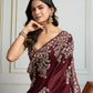 Jyoti Fashion Women's Maroon Rangoli Silk Embroidered Designer Saree with Blouse | Swadesiicart