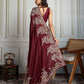 Jyoti Fashion Women's Maroon Rangoli Silk Embroidered Designer Saree with Blouse | Swadesiicart