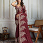 Jyoti Fashion Women's Maroon Rangoli Silk Embroidered Designer Saree with Blouse | Swadesiicart