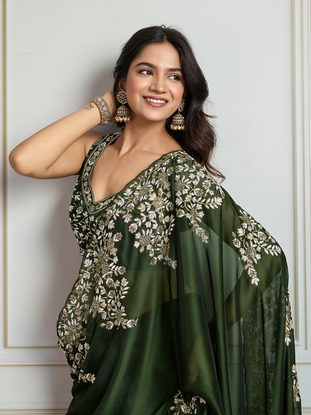 Jyoti Fashion Women's Green Rangoli Silk Embroidered Designer Saree with Blouse | Swadesiicart