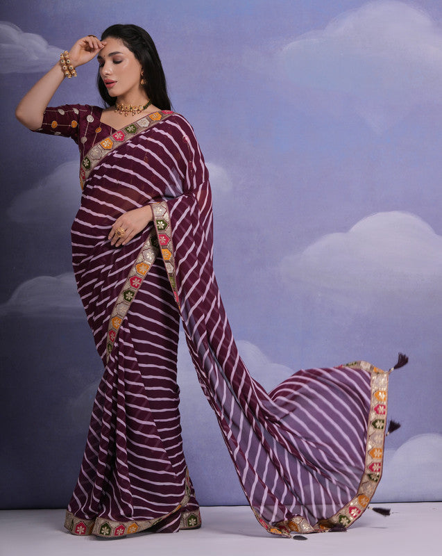 Jyoti Fashion Women's Wine Coding Sequence Georgette Saree with Blouse | Swadesiicart