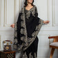 Jyoti Fashion Women's Black Rangoli Silk Embroidered Designer Saree with Blouse | Swadesiicart