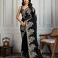 Jyoti Fashion Women's Black Rangoli Silk Embroidered Designer Saree with Blouse | Swadesiicart