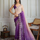 Jyoti Fashion Women's Purple Soft Crush Embroidered Designer Saree with Blouse | Swadesiicart
