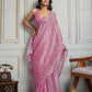 Jyoti Fashion Women's Pink Chiffon Silk Sequins Designer Saree with Blouse | Swadesiicart