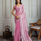 Jyoti Fashion Women's Pink Chiffon Silk Sequins Designer Saree with Blouse | Swadesiicart