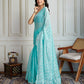 Jyoti Fashion Women's Sky Blue Chiffon Silk Sequins Designer Saree with Blouse | Swadesiicart