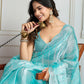 Jyoti Fashion Women's Sky Blue Chiffon Silk Sequins Designer Saree with Blouse | Swadesiicart