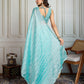Jyoti Fashion Women's Sky Blue Chiffon Silk Sequins Designer Saree with Blouse | Swadesiicart