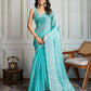 Jyoti Fashion Women's Sky Blue Chiffon Silk Sequins Designer Saree with Blouse | Swadesiicart