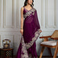 Jyoti Fashion Women's Wine Jimmy Choo Silk Embroidered Designer Saree with Blouse | Swadesiicart