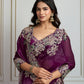 Jyoti Fashion Women's Wine Jimmy Choo Silk Embroidered Designer Saree with Blouse | Swadesiicart