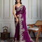 Jyoti Fashion Women's Wine Jimmy Choo Silk Embroidered Designer Saree with Blouse | Swadesiicart