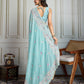 Jyoti Fashion Women's Sky Blue Semi Georgette Embroidered Designer Saree with Blouse | Swadesiicart
