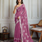 Jyoti Fashion Women's Onion Semi Georgette Embroidered Designer Saree with Blouse | Swadesiicart