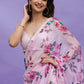 Jyoti Fashion Women's Pink Digital Print with Sequence Lace work Chinon Saree with Blouse | Swadesiicart