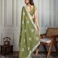 Jyoti Fashion Women's Olive Green Semi Georgette Embroidered Designer Saree with Blouse | Swadesiicart
