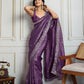 Jyoti Fashion Women's Purple Gold Crush Embroidered Designer Saree with Blouse | Swadesiicart