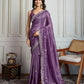 Jyoti Fashion Women's Purple Gold Crush Embroidered Designer Saree with Blouse | Swadesiicart