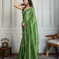 Jyoti Fashion Women's Parrot Green Gold Crush Embroidered Designer Saree with Blouse | Swadesiicart