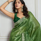 Jyoti Fashion Women's Parrot Green Gold Crush Embroidered Designer Saree with Blouse | Swadesiicart