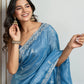 Jyoti Fashion Women's Rama Blue Gold Crush Embroidered Designer Saree with Blouse | Swadesiicart