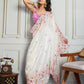 Jyoti Fashion Women's White Gold Crush Embroidered Designer Saree with Blouse | Swadesiicart
