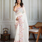 Jyoti Fashion Women's White Gold Crush Embroidered Designer Saree with Blouse | Swadesiicart