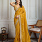 Jyoti Fashion Women's Yellow Satin Silk Embroidered Designer Saree with Blouse | Swadesiicart