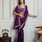 Jyoti Fashion Women's Purple Jimmy Choo Embroidered Designer Saree with Blouse | Swadesiicart