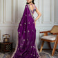 Jyoti Fashion Women's Purple Jimmy Choo Embroidered Designer Saree with Blouse | Swadesiicart