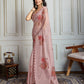 Jyoti Fashion Women's Beige Soft Tabby Organza Digital Printed Designer Saree with Blouse | Swadesiicart