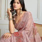 Jyoti Fashion Women's Beige Soft Tabby Organza Digital Printed Designer Saree with Blouse | Swadesiicart