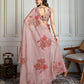 Jyoti Fashion Women's Beige Soft Tabby Organza Digital Printed Designer Saree with Blouse | Swadesiicart