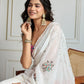 Jyoti Fashion Women's White Crush Organza Sequins Designer Saree with Blouse | Swadesiicart