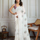 Jyoti Fashion Women's White Crush Organza Sequins Designer Saree with Blouse | Swadesiicart