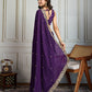 Jyoti Fashion Women's Purple Satin Silk Sequins Designer Saree with Blouse | Swadesiicart