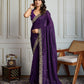Jyoti Fashion Women's Purple Satin Silk Sequins Designer Saree with Blouse | Swadesiicart