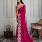 Jyoti Fashion Women's Pink Fandy Satin Embroidered Designer Saree with Blouse | Swadesiicart