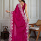 Jyoti Fashion Women's Pink Fandy Satin Embroidered Designer Saree with Blouse | Swadesiicart