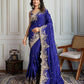 Jyoti Fashion Women's Blue Jimmy Choo Silk Embroidered Designer Saree with Blouse | Swadesiicart