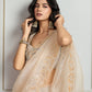 Jyoti Fashion Women's Cream Organza Embroidered Designer Saree with Blouse | Swadesiicart
