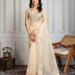 Jyoti Fashion Women's Cream Organza Embroidered Designer Saree with Blouse | Swadesiicart