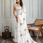 Jyoti Fashion Women's White Georgette Embroidered Designer Saree with Blouse | Swadesiicart