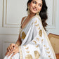 Jyoti Fashion Women's White Georgette Embroidered Designer Saree with Blouse | Swadesiicart