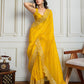 Jyoti Fashion Women's Yellow Gold Crush Silk Embroidered Designer Saree with Blouse | Swadesiicart