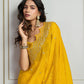 Jyoti Fashion Women's Yellow Gold Crush Silk Embroidered Designer Saree with Blouse | Swadesiicart