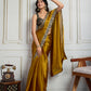 Jyoti Fashion Women's Mustard Satin Silk Embroidered Designer Saree with Blouse | Swadesiicart